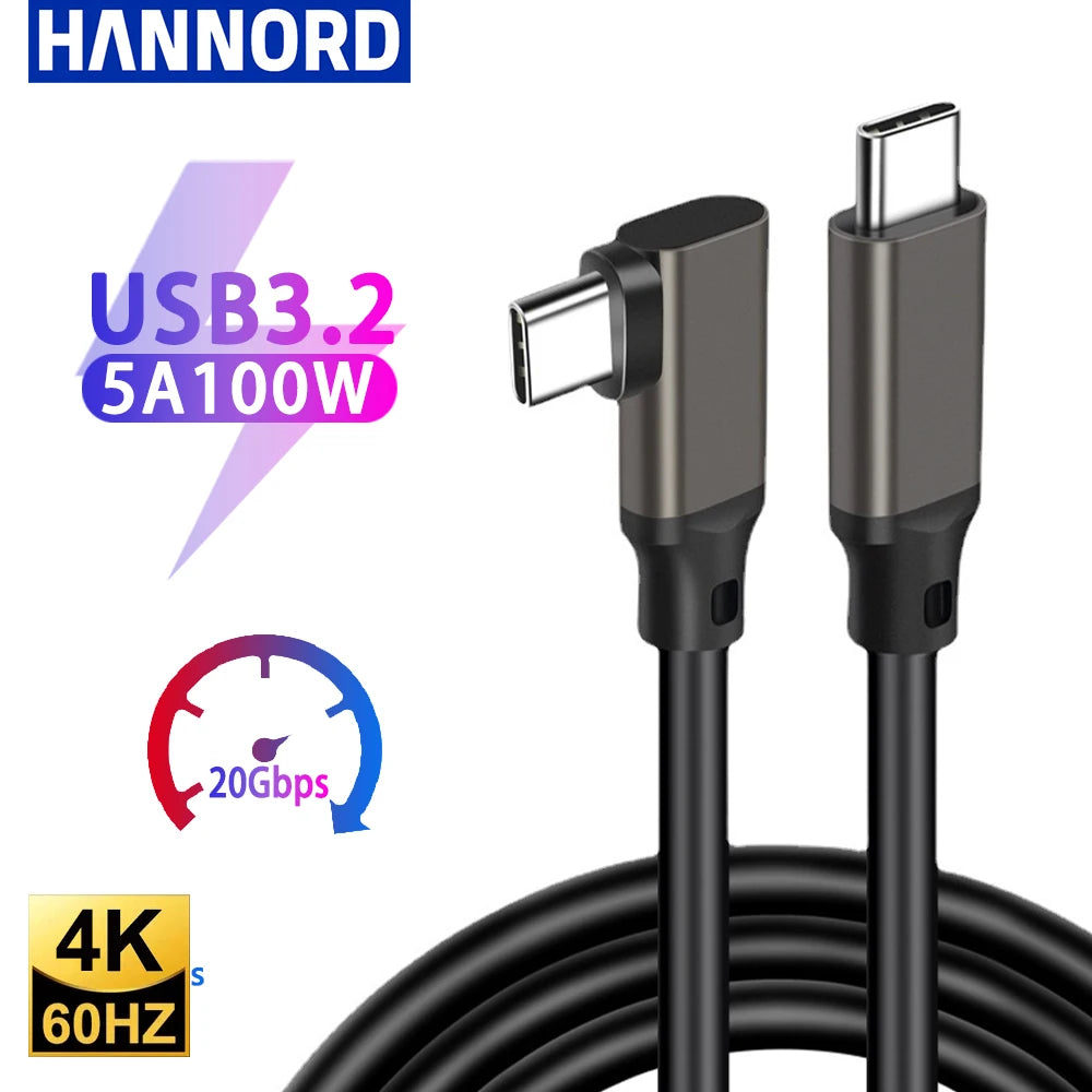 USB C 3.2 Gen 2 Type C to USB C Cable 20Gbps 4K@60HZ Video VR Data Cable 5A 100W PD Fast Charging For Laptop Macbook Pro iPad