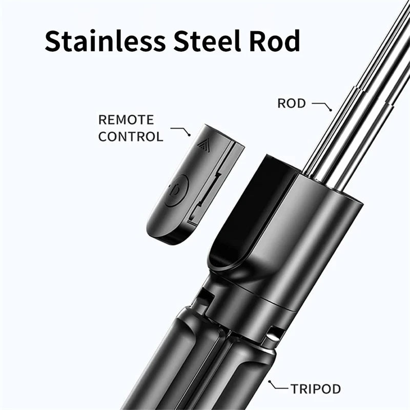 Selfie Stick Wireless Tripod Stand with Light Bluetooth Remote Extendable Tripod for Iphone Mobile Phone Tiktok Live Streaming