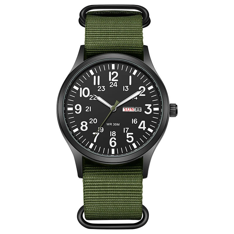 2024 TPW Field Watch Easy Reading Fabric Strap 24 Hours Display Quartz Movement