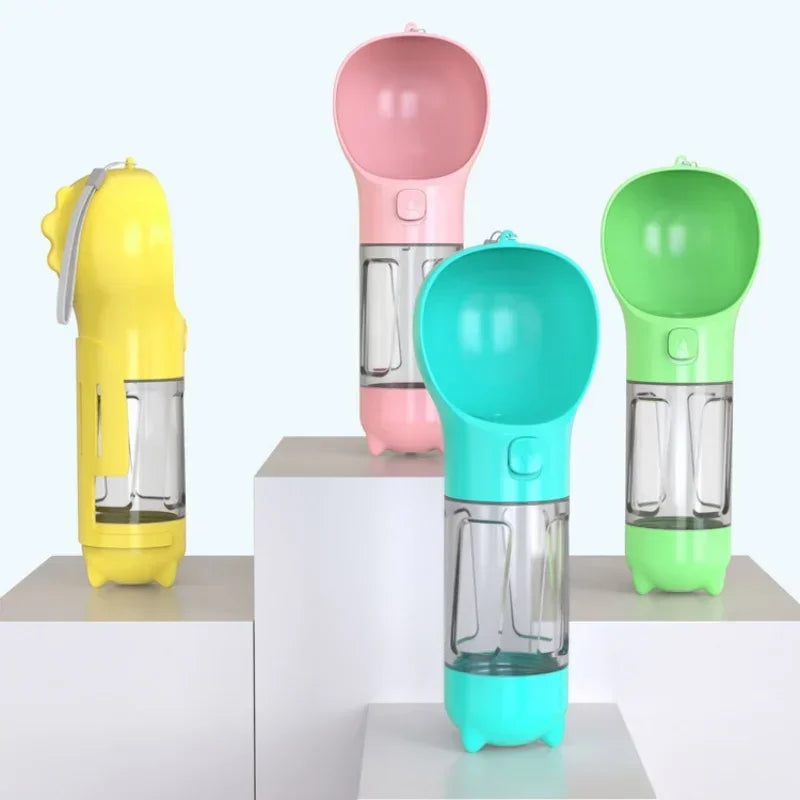 3 in 1 Portable Dog Water Bottle Pet Food Feeder Drinker Poop Dispenser Leak-proof Multifunctional Dog Water Bottle Dog Feeder