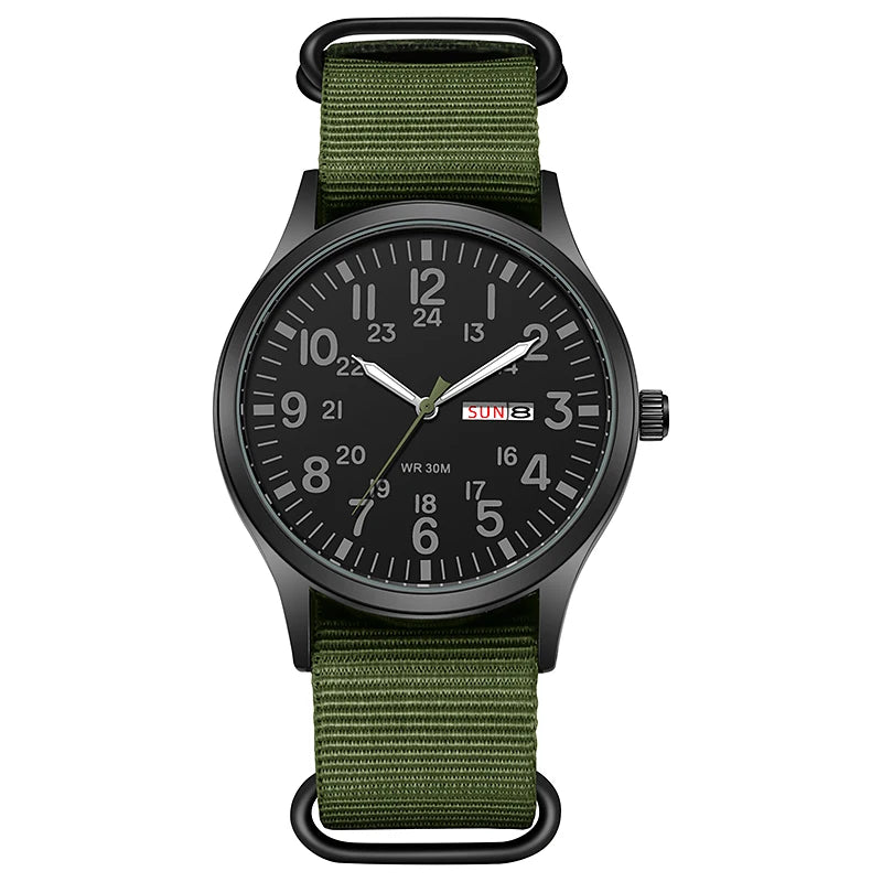 2024 TPW Field Watch Easy Reading Fabric Strap 24 Hours Display Quartz Movement