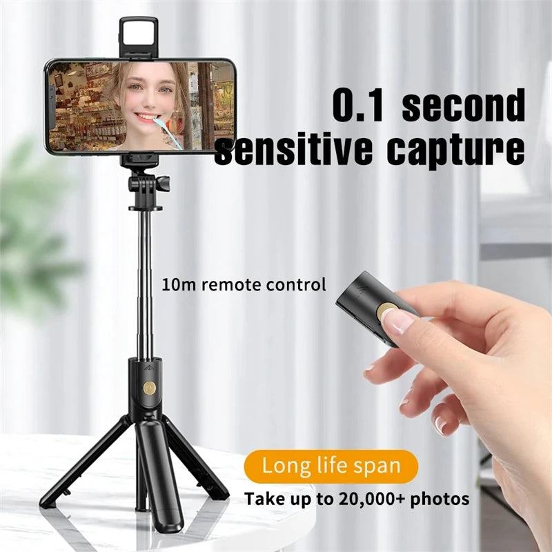 Selfie Stick Wireless Tripod Stand with Light Bluetooth Remote Extendable Tripod for Iphone Mobile Phone Tiktok Live Streaming