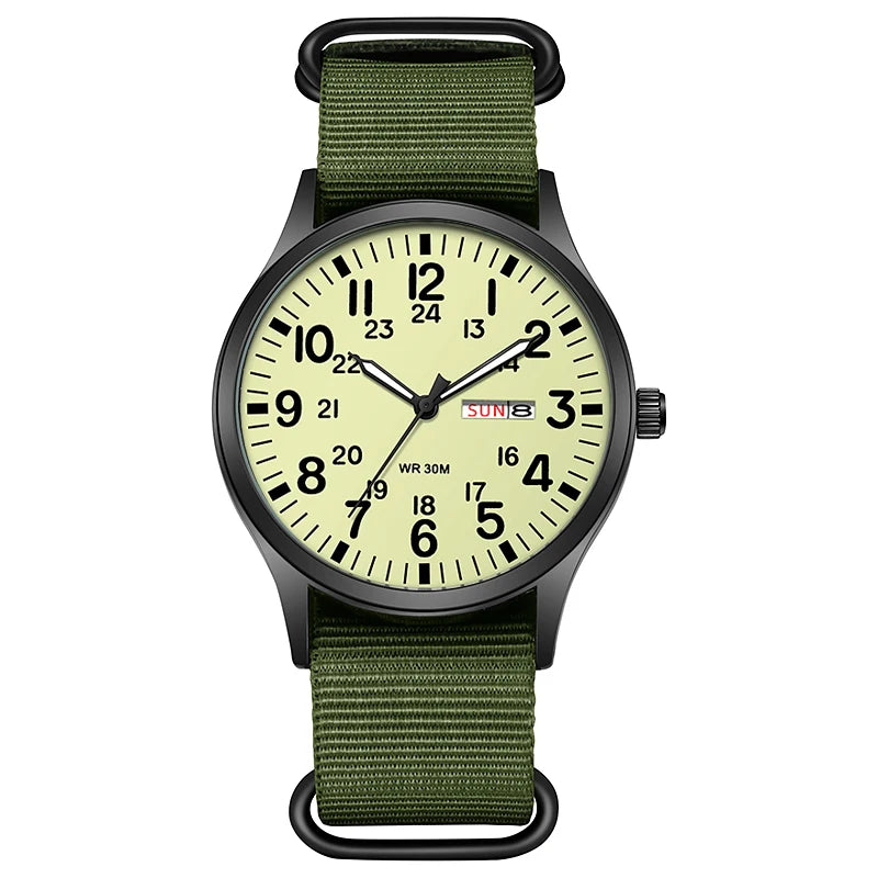 2024 TPW Field Watch Easy Reading Fabric Strap 24 Hours Display Quartz Movement