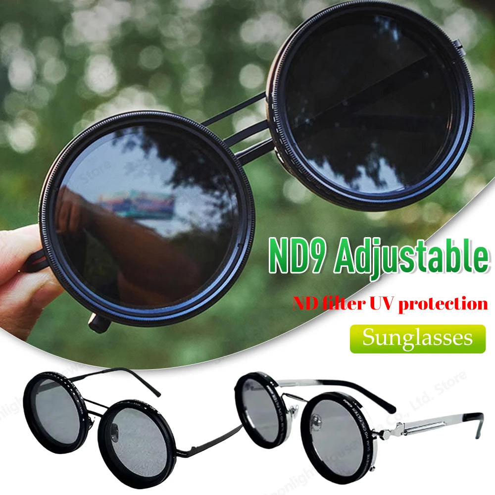 Retro Punk round men's outdoor fishing UV400 polarized driving sunglasses