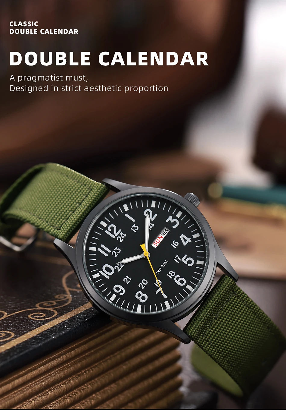 2024 TPW Field Watch Easy Reading Fabric Strap 24 Hours Display Quartz Movement