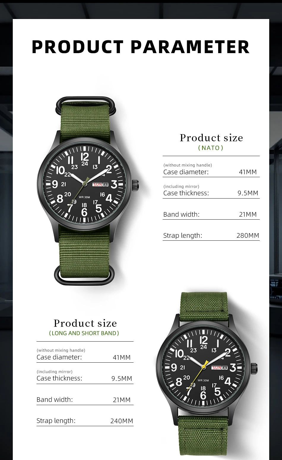 2024 TPW Field Watch Easy Reading Fabric Strap 24 Hours Display Quartz Movement