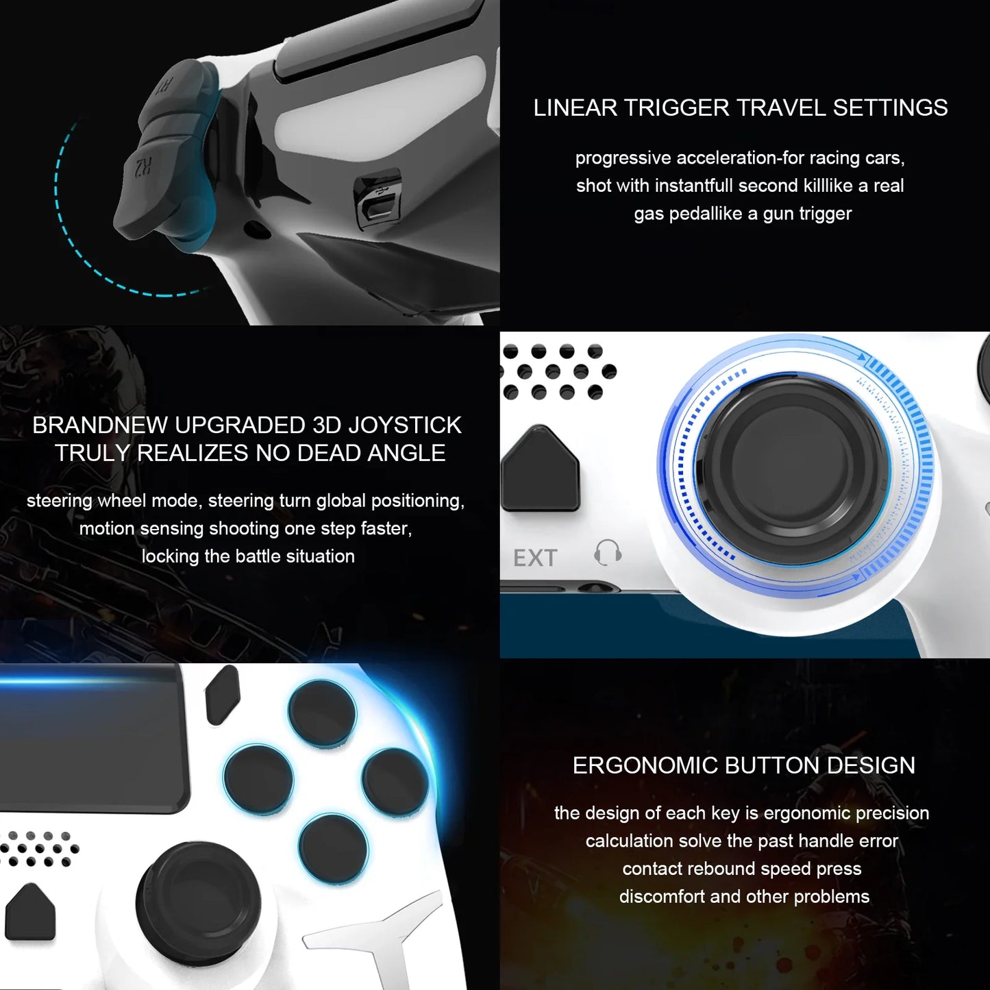 GAMINJA Wireless Gamepad 6-axis Gyroscope Dual Vibration With touch pad For PS4 PS3 Console Computer PC Bluetooth Controller