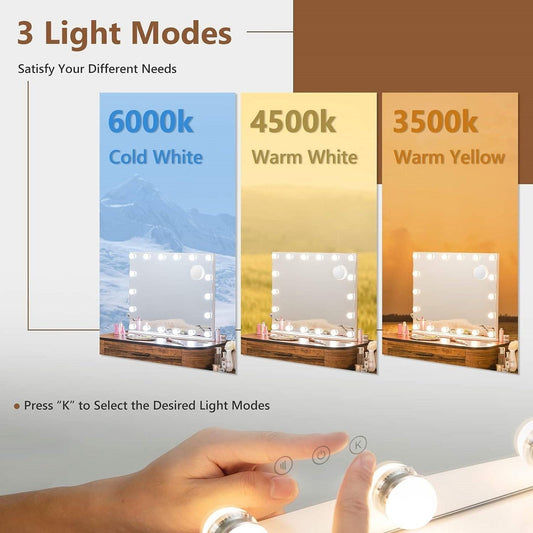 21 x 26 in Bathroom Mirror w/ Dimmable Lights + Removable 3X Magnifying Mirror-1