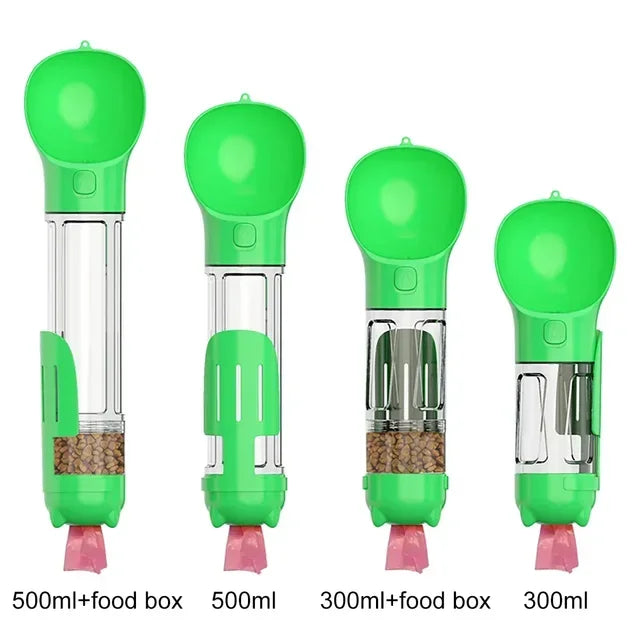 3 in 1 Portable Dog Water Bottle Pet Food Feeder Drinker Poop Dispenser Leak-proof Multifunctional Dog Water Bottle Dog Feeder