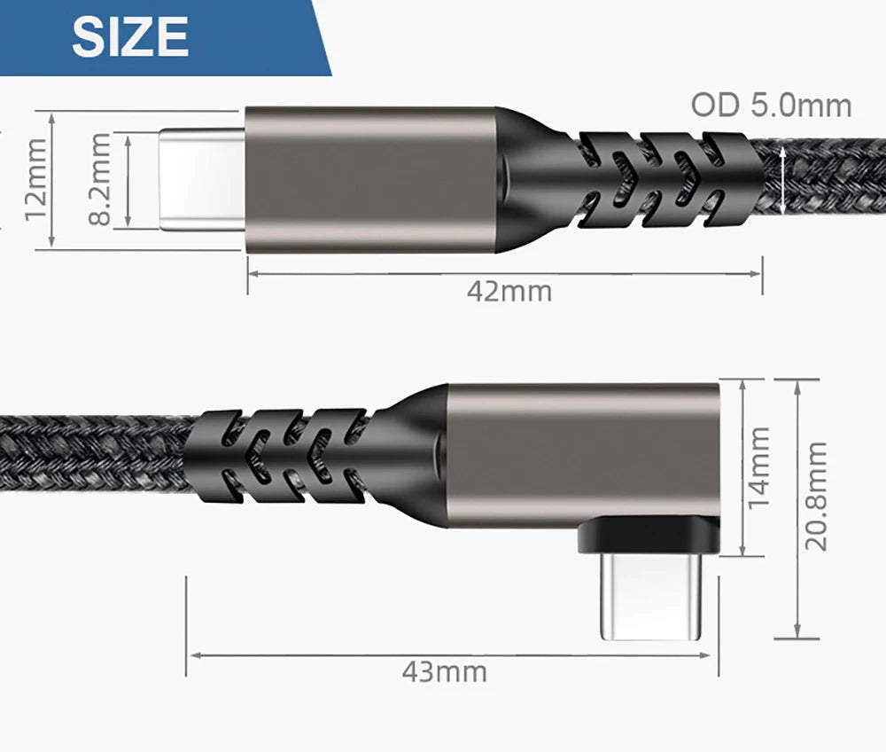 USB C 3.2 Gen 2 Type C to USB C Cable 20Gbps 4K@60HZ Video  VR Data Cable 5A 100W PD Fast Charging For Laptop Macbook Pro iPad