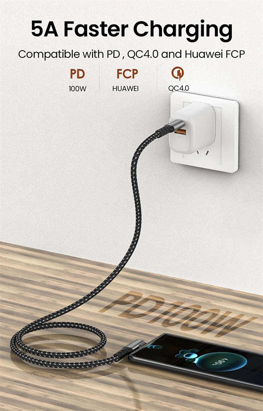 USB C 3.2 Gen 2 Type C to USB C Cable 20Gbps 4K@60HZ Video  VR Data Cable 5A 100W PD Fast Charging For Laptop Macbook Pro iPad