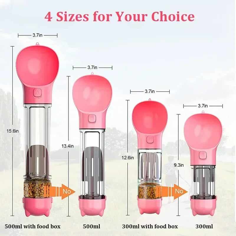 3 in 1 Portable Dog Water Bottle Pet Food Feeder Drinker Poop Dispenser Leak-proof Multifunctional Dog Water Bottle Dog Feeder