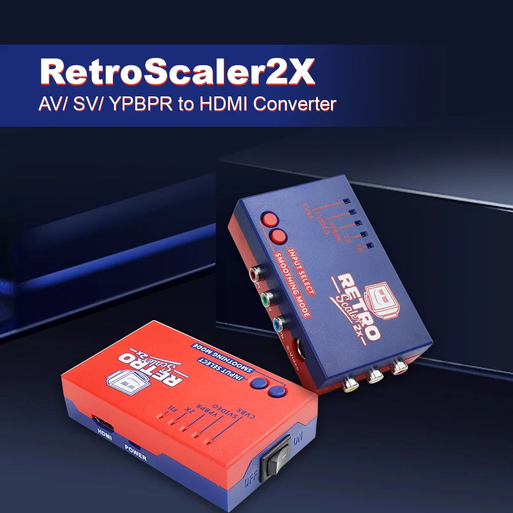2X AV to Hdmi-Compatible Converter and Line-Doubler for Retro Game Consoles PS2 N64 NES Dreamcast Saturn MD1 MD2