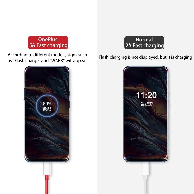 6A Type C Cable For OnePlus Charger USB Cable High-Speed Transmission Data Cable 1M 1.5M 2M Fast Charging USB C Cable