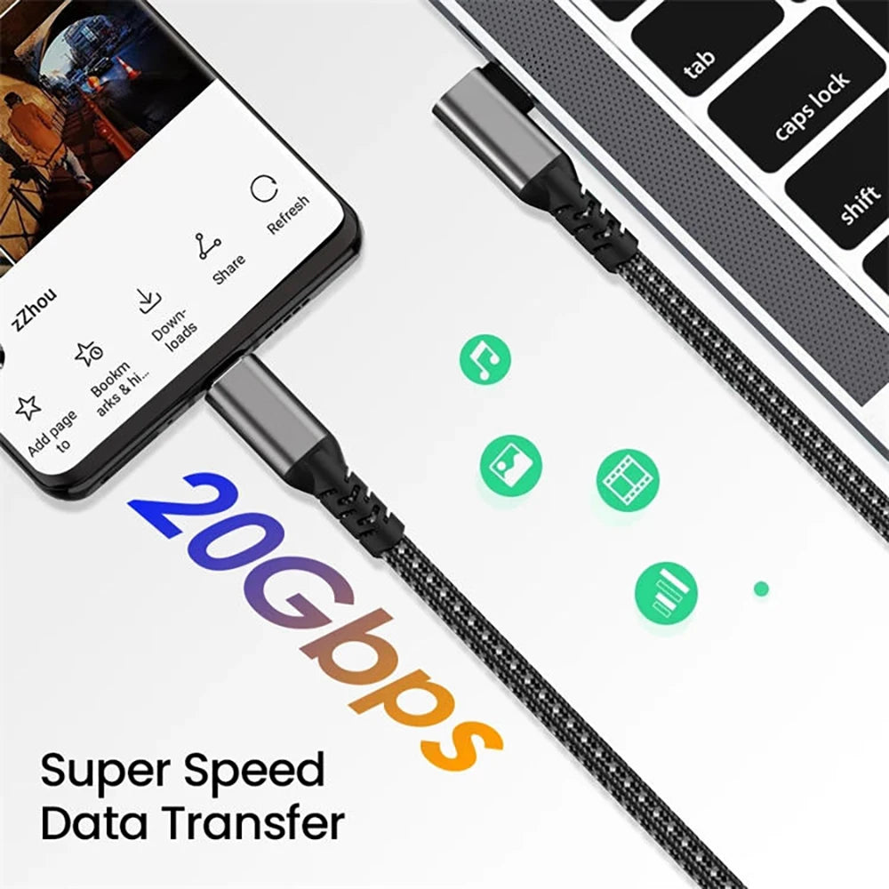 USB C 3.2 Gen 2 Type C to USB C Cable 20Gbps 4K@60HZ Video  VR Data Cable 5A 100W PD Fast Charging For Laptop Macbook Pro iPad