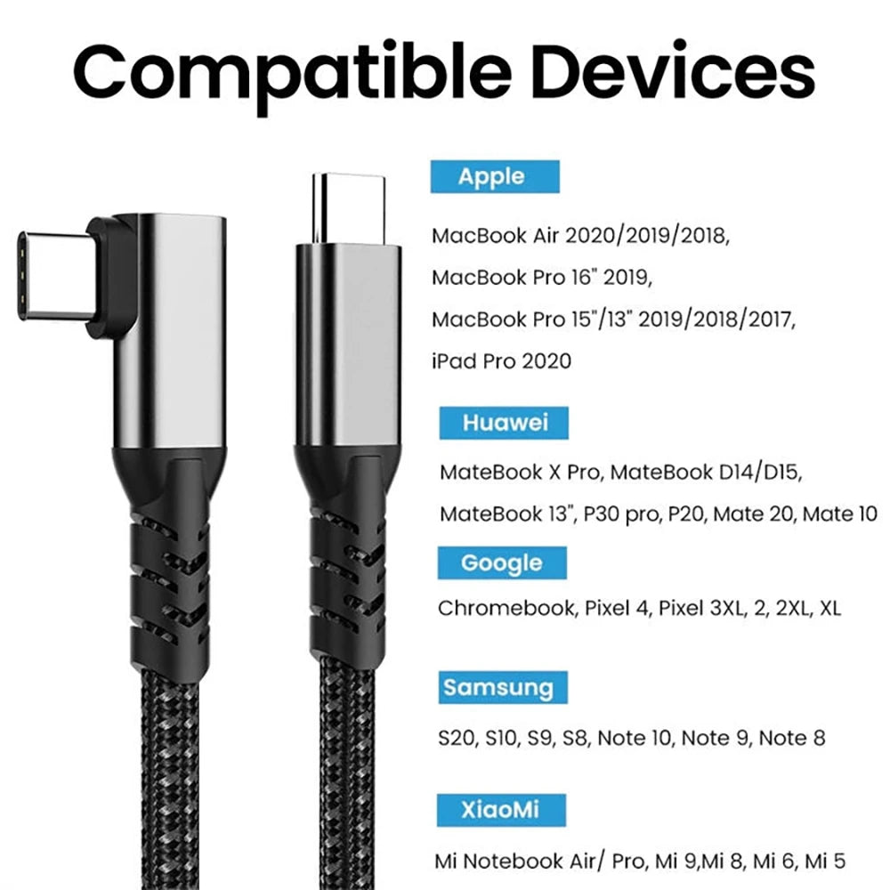 USB C 3.2 Gen 2 Type C to USB C Cable 20Gbps 4K@60HZ Video  VR Data Cable 5A 100W PD Fast Charging For Laptop Macbook Pro iPad