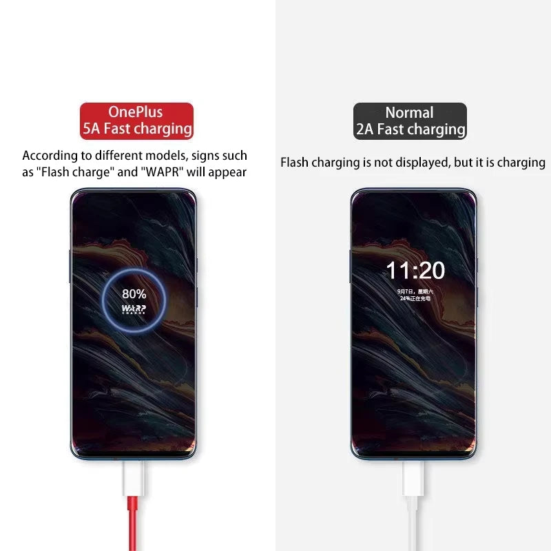 6A Type C Cable For OnePlus Charger USB Cable High-Speed Transmission Data Cable 1M 1.5M 2M Fast Charging USB C Cable